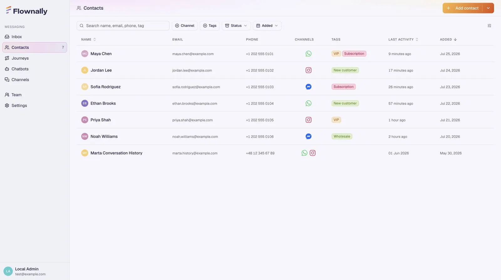Quick setup wizard connecting messaging channels