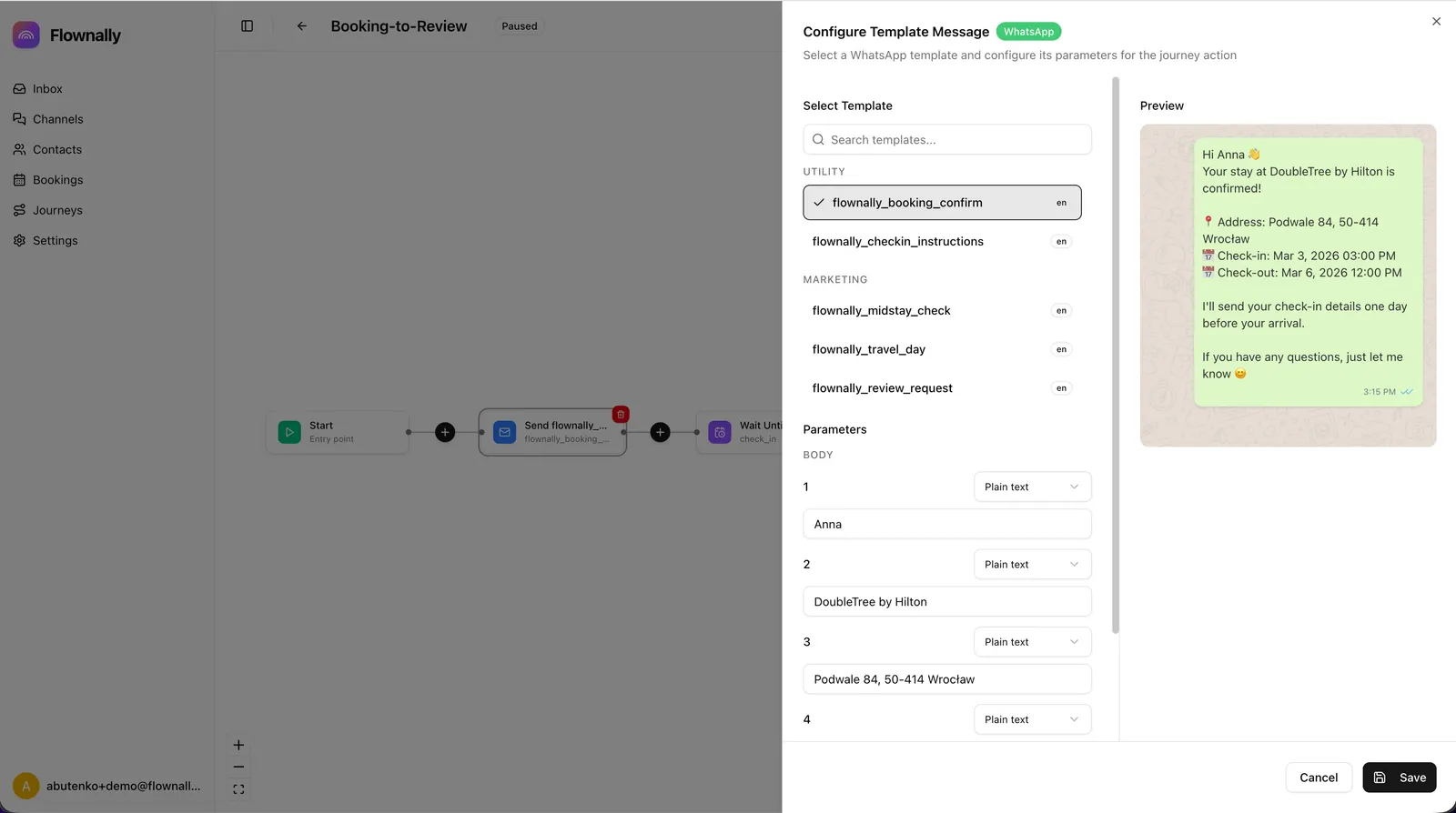 Personalized message flow with warm, brand-consistent tone