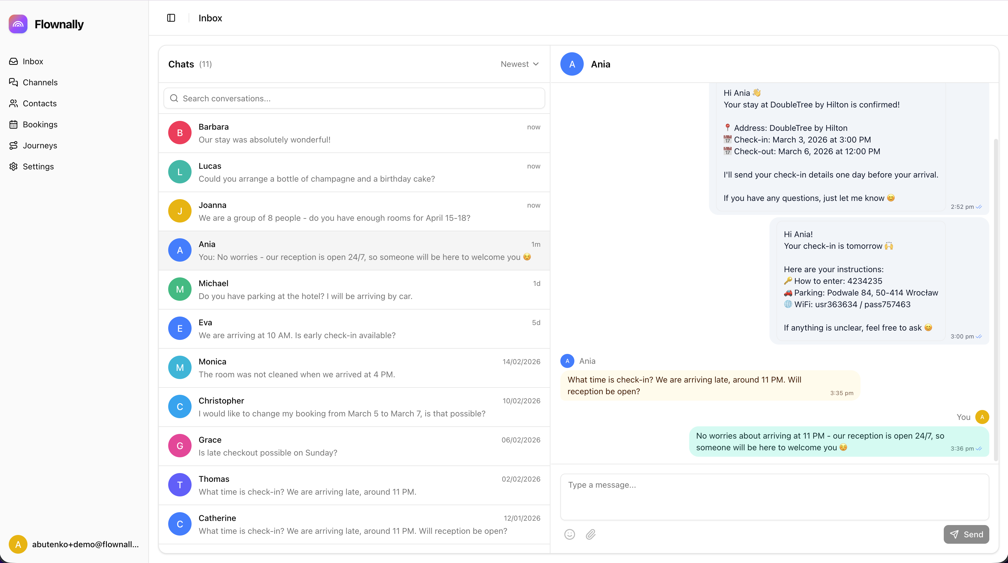 Unified inbox showing messages from multiple platforms